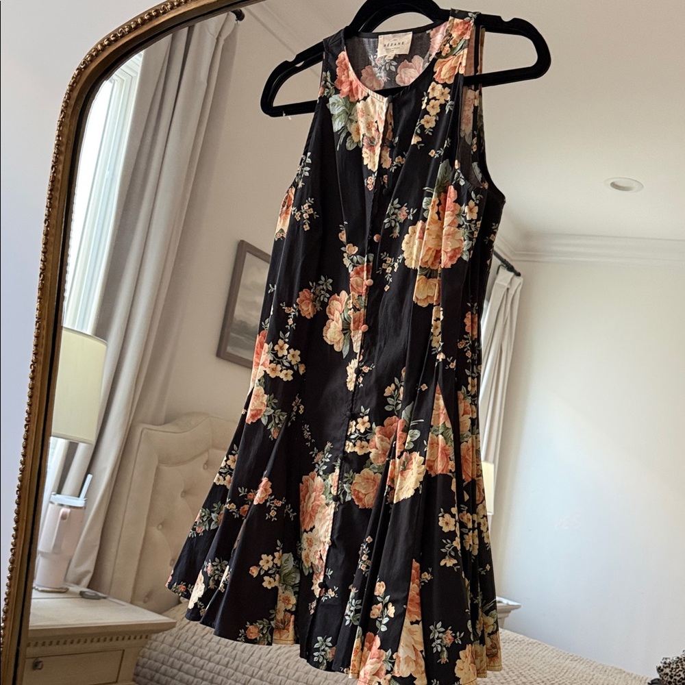 Sezane Floral Black Dress